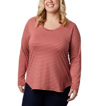 Columbia Firwood Camp Long Sleeve Plus Size, Sudaderas Rojos Rayas Para Mujer | 413852-AKG